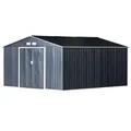 Outsunny Gerätehaus, Metall, BxHxT: 340 x 200 x 373 cm (Außenmaße inkl. Dachüberstand) - grau