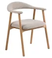 Esszimmerstuhl Polsterstuhl Beige Braun Boucléstoff Eichenholz massiv