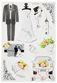 3D Sticker "Hochzeit II" für Einladungskarten und Hochzeitsalbum zum Selberbasteln, Aufkleber selbstklebend