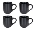 4er Set Steingut Tassen 300ml Schwarz Kaffeetasse Kaffeebecher Edel Design Küchengeschirr Heißgetränke Kaffeepott