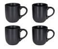 Levandeo® Becher, 4er Set Steingut Tassen 300ml Schwarz Kaffeetasse Kaffeebecher Edel