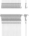 QWORK® Bilderaufhängung Draht für Spiegel Bilderrahmen Bilder, 2 m x Ø1.5 mm Drahtseil mit Verstellbarem Haken und Formenhaken, Tragkraft 40 KG, 20 Stück
