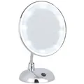 Led Kosmetikspiegel Style Chrom, Standspiegel, 3-fach Vergrößerung, Silber Glänzend, Kunststoff Chrom, Glas - Silber Glänzend - Wenko