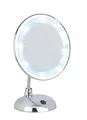 WENKO Spiegel Mod. Style LED Kosmetikstand flexibel beleuchtet freistehend mit 3-Fach Vergrößerung für Beauty-Einsatz batteriebetrieben Maße 17,5x28 x12 cm Spiegelfläche Ø 16 cm Chrom Kunststoff Glas