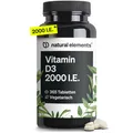 natural elements Vitamin D3 2000 I.E. – 365 Tabletten – Knochen & Immunsystem