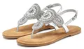 LASCANA Sandalette, Sommerschuh, offener Schuh, Zehentrenner Sandale, Pantolette in Glitzer-Optik und softer Lederinnensohle