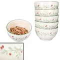 MamboCat 6er Set Holly Müsli-Schale 14,3cm I 550ml I Steingut-Schüssel mit Mistelzweig-Dekor I 6 Personen I für Salat, Kekse & Co. für Weihnachten, Advent & Nikolaus
