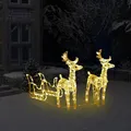 Rentiere & Schlitten Weihnachtsdekoration 160 LEDs 130 cm Acryl