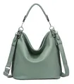 OBC XXL Damen Tasche mit 2 Gürtel Shopper Schultertasche Umhängetasche Hobo Bag Reisetasche Handtasche für Schule Freizeit Beuteltasche Urlaub Weekender Leder Optik Mint