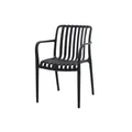 Stuhl Theresa stapelbar, Bistro Stühle, schwarz, Sessel aus Kunststoff, Stapelstuhl für Garten, Sitzgarnituren für Zuhause, Hochlehner für Draußen