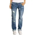 be styled Boyfriend-Jeans lockere Damen Hüftjeans Hosen destroyed relaxed Fit - j1z 5-pocket 40