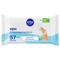 NIVEA Baby AQUA Feuchttücher, Baby Feuchttücher zur sanften Reinigung empfindlicher Haut, hypoallergene und parfümfreie Feuchttücher für Babys mit 99 % Wasser (1 x 57 Stück)