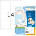 HERMA 4475 Universal Etiketten, 100 Blatt, 105 x 41 mm, 14 pro A4 Bogen, 1400 Stück, selbstklebend, bedruckbar, matt, blanko Papier Klebeetiketten Aufkleber, weiß