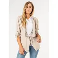 SUBLEVEL Blusenblazer Blazer zum Binden beige|braun S