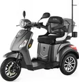 Elektromobil Veleco Draco - Elektromagnetische Bremse - 3-Rad Seniorenmobil - Fertig montiert - Mobilitätsroller - Stabil uns Sicher (Grau)