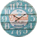 Tropical Bar Wanduhr 58cm runde Analoge Wand Uhr Retro Shabby Batteriebetrieben
