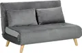HOMCOM Schlafsofa 2-Sitzer Sofa mit Bettfunktion, Klappsofa mit Kissen, Grau