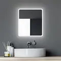 Talos Moon Badspiegel mit Beleuchtung 40x45 cm Badezimmerspiegel mit LED Beleuchtung Spiegel mit Licht Lichtfarbe Neutralweiß umlaufender Aluminiumrahmen
