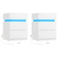VASAGLE Nachttisch mit LED-Beleuchtung, 2er Set, Beistelltisch, einstellbare Farben, Sofatisch 3 Schubladen, Nachtschrank Schlafzimmer, modern, 35 x 40 x 55 cm, weiß LET799T10