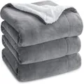 BEDSURE Kuscheldecke Sherpa Wolldecke 220x240cm, grau, XXL