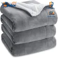 BEDSURE Kuscheldecke 220x240cm Sherpa Wolldecke Dick Flauschig Sofadecke Grau