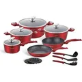 EDENBERG 15-teiliges Topfset, rot, induktionsgeeignet, Induktion, Topfset, Geschenk, funktional. EB 5612 - Rot