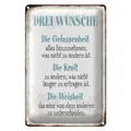Blechschild Spruch 40x30cm 3 Wünsche Gelassenheit Kraft