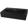 LuxeBath Waschbecken Waschtisch Aufsatzwaschbecken aus Keramik für Badezimmer / Gäste-WC, Aufsatzwaschtisch Handwaschbecken Eckig 60,5x36,5x13 cm Schwarz schwarz Eckig | 36.5 cm x 13 cm x 36.5 cm