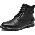 Bruno Marc Herren Motorrad Stiefel Motorradschuhe Herren Schnürstiefel Boots Kunstlederstiefel Chukka Boots Zipper Closure Biker Boots Herren,Size... - Schwarz - 44