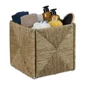 Relaxdays Aufbewahrungskorb Seegras, Regalkorb, Ordnungskorb, Bad, HBT: 30 x 30 x 30 cm, quadratischer Flechtkorb, Natur