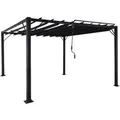 BERLINLODGE Pergola HxBxT 213x300x300cm Garten Lamellen-Pavillon Terrassenüberdachung Anthrazit 8cm-Alu-Gestell Textil