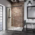 Schulte Duschkabine Schiebetür mit Seitenwand, 120 x 80 x 200 cm, Alexa Style 2.0 - Black Style, 6 mm Sicherheitsglas (ESG) Klar hell inklusive fixil-Glasbeschichtung, Schwarz