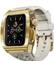 Für Apple Watch Series 9 8 7 45 / SE 6 5 4 Silikon Band Metall Gehäuse