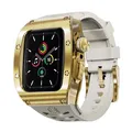Für Apple Watch Series 9 8 7 45 / SE 6 5 4 44 Silikon Band Metall Gehäuse Hülle