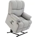 HOMCOM Sessel mit Aufstehhilfe Polyester Mehrschichtenplatte Stahl Grau
