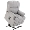 HOMCOM Massagesessel Sessel mit Aufstehhilfe Relaxsessel Fernsehsessel mit Wärmefunktion Verstellbarer Winkel USB Fernbedienung Kurzplüsch Grau 83 x 95 x 105 cm