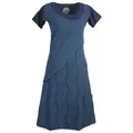 Vishes Tunikakleid Kurzarm Lagenlook Kleid Streifen Punkte Muster Boho, Elfen, Goa, Hippie Style blau 38