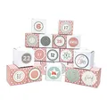 Frau WUNDERVoll® DIY Adventskalender Vorfreude zum Befüllen, 24 Faltschachteln rosa weiße Sterne/weiß 7x7x7cm(gefaltet),XL Ziffern pastell/Weihnachten, Würfelbox, Faltverpackung, Schachteln