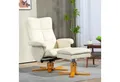 HOMCOM Relaxsessel mit Hocker und Stauraum, mit Liegefunktion (Fernsehsessel, 2-St., 360° drehbarer Sessel), Kunstleder Holzgestell Cremeweiß 80 x 86 x 99cm
