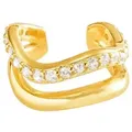 Brandlinger Ohrklemme Cuff Kitzbühel, Ear Cuff mit weißen Steinen, geschwungen, Silber 925 vergoldet