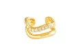 Brandlinger Ohrklemme Cuff Kitzbühel, Ear Cuff mit weißen Steinen, geschwungen, Silber 925 vergoldet