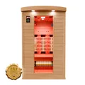 Dewello Infrarotkabine Infrarotsauna HYDER 115cm x 105cm inkl. 6 Vollspektrumstrahler, Radio, Farblicht, 2 Personen,LED