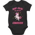 Shirtracer Shirtbody Mir egal ich bin ein Einhorn Sprüche Baby schwarz 3/6 Monate