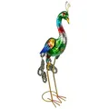 kamelshopping Gartenfiguren aus Metall für den Garten, Moderne Deko-Figuren, handbemalt mit Rostschutz-Lackierung, für außen, witterungsbeständig (Pfau - ca. 65 cm hoch)
