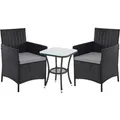 Svita Brooklyn Bistro Gartenmöbelset 3-tlg. Rattan Outdoor Gartenlounge Schwarz