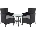 SVITA BROOKLYN BISTRO Gartenmöbelset 3-tlg. Rattan Outdoor Gartenlounge Schwarz - Schwarz