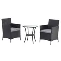 SVITA Brooklyn Bistro Gartenmöbelset 3-teilig Rattan Outdoor Gartenlounge Terrasse Balkon Garten Sitzgruppe mit 2 Sesseln und Tisch Schwarz