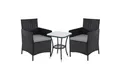 SVITA Balkonset BROOKLYN BISTRO, (Set (3-tlg), 1 Tisch, 2 Stühle), Sitzgruppe, Polyrattan, inkl. Kissen, Schwarz