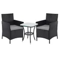 Gartenmöbelset 3-tlg. Rattan Outdoor Gartenlounge SVITA BROOKLYN BISTRO Schwarz