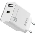 Cellularline Dual Charger - iPhone 8 or later Netzladegerät mit 2 USB- und USB-C-Anschlüssen zum gleichzeitigen Laden von zwei Apple-Geräten, Dr... - Weiß